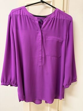 NYDJ Purple Split-Neck Blouse
